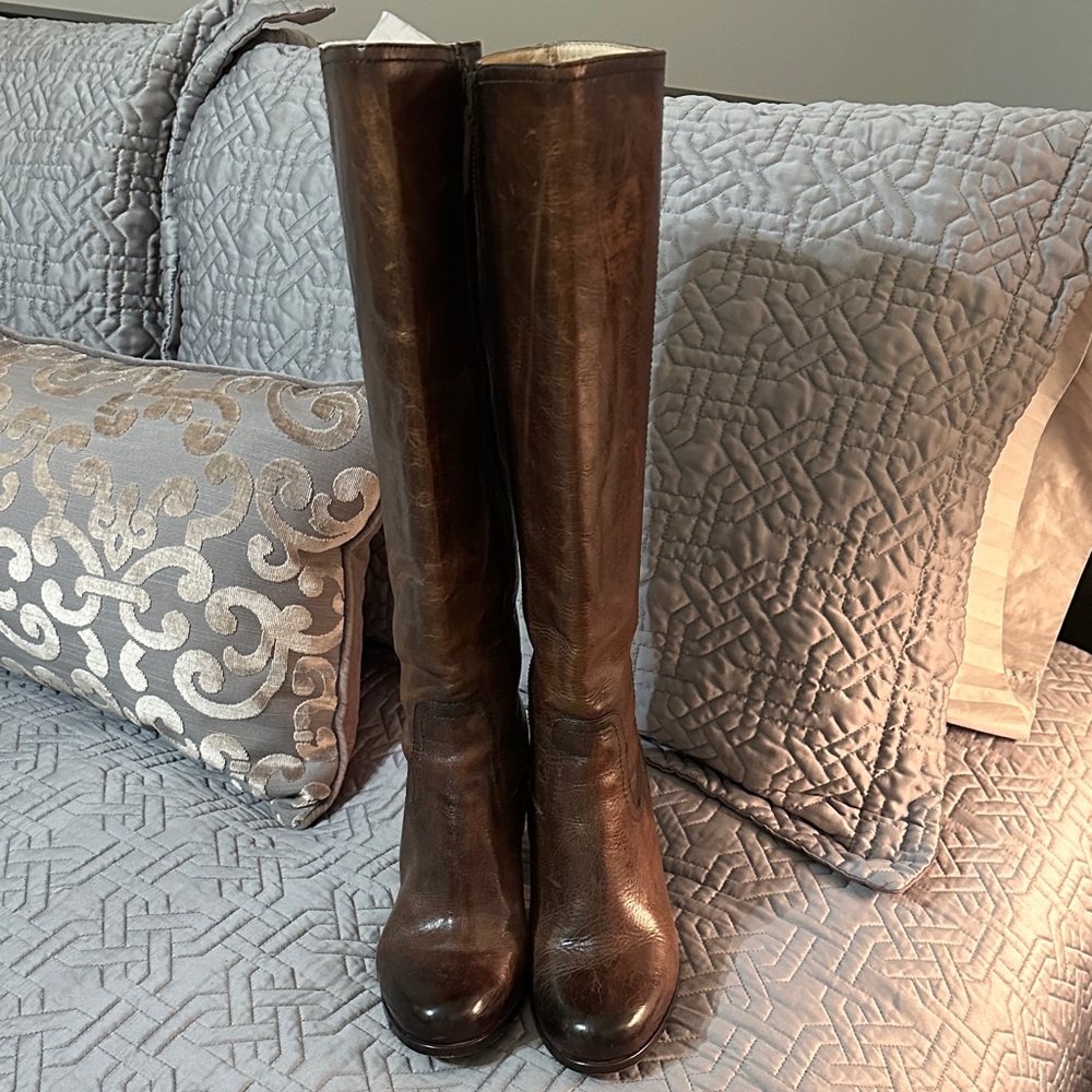 Frye Dark Brown Tall Heeled Boots